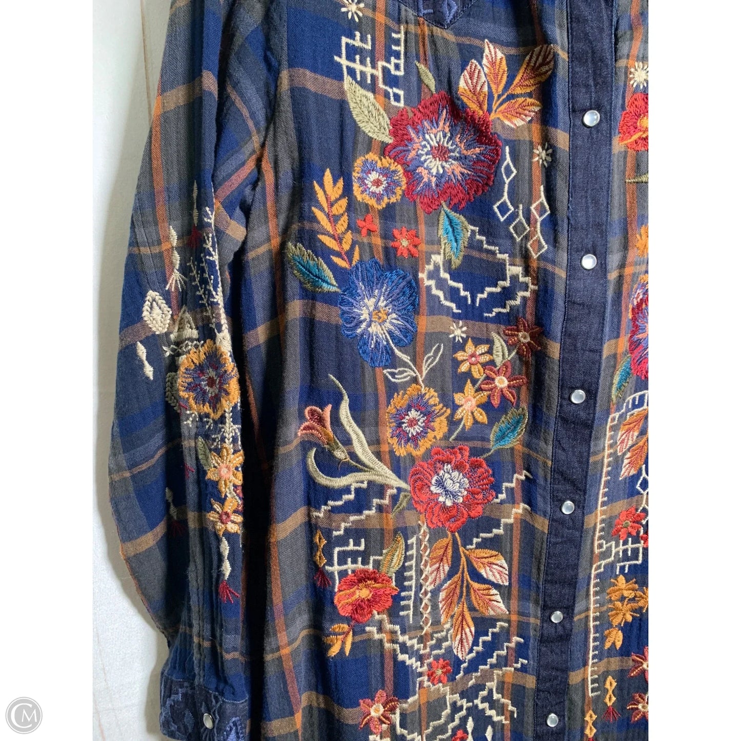 Dress Casual Short By Johnny Was In Blue & Orange, Size: S