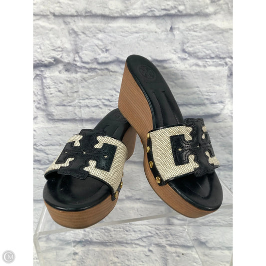 Sandals Designer By Tory Burch In Black & Cream, Size: 6