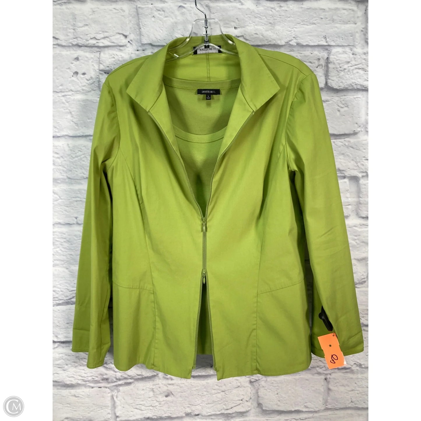 Top 3/4 Sleeve Designer By Lafayette 148 In Green, Size: L