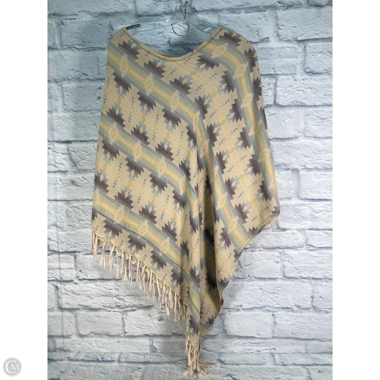 Poncho By Clothes Mentor In Blue & Tan, Size: M