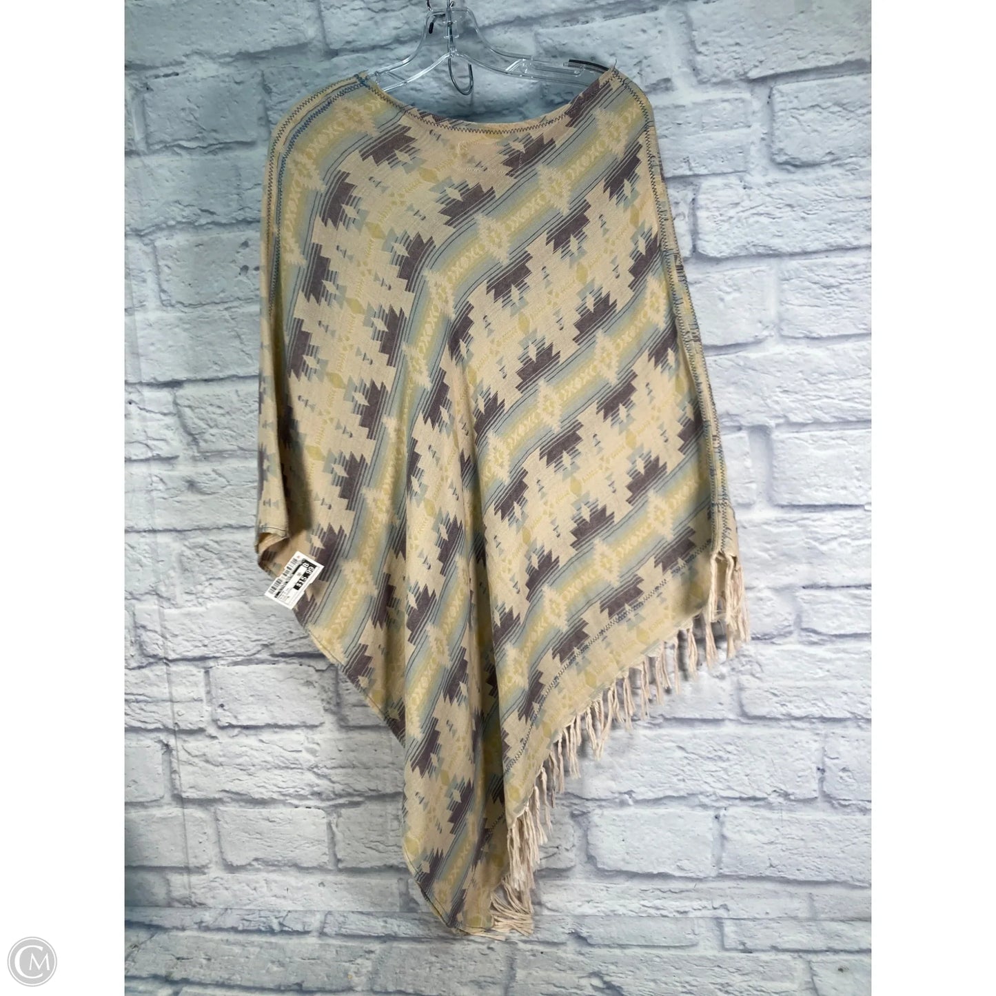 Poncho By Clothes Mentor In Blue & Tan, Size: M