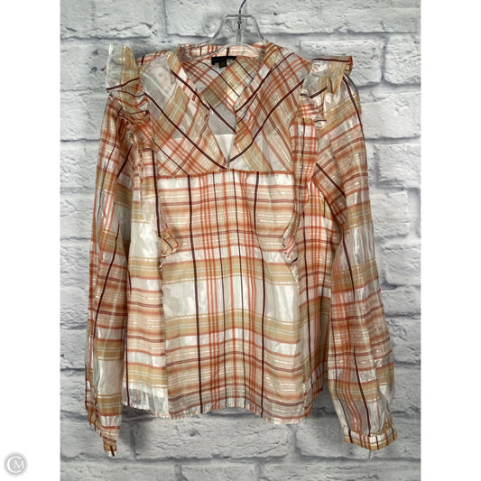 Top Long Sleeve By Current Air In Brown & Cream, Size: L