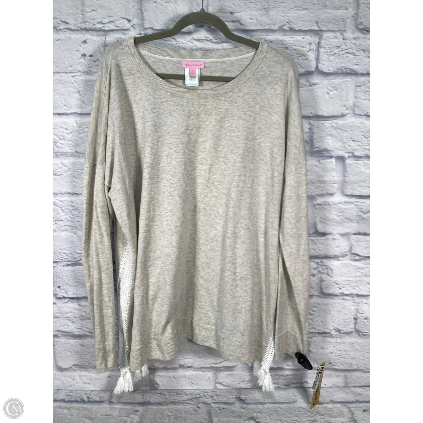 Sweater Designer By Lilly Pulitzer In Grey & White, Size: Xl