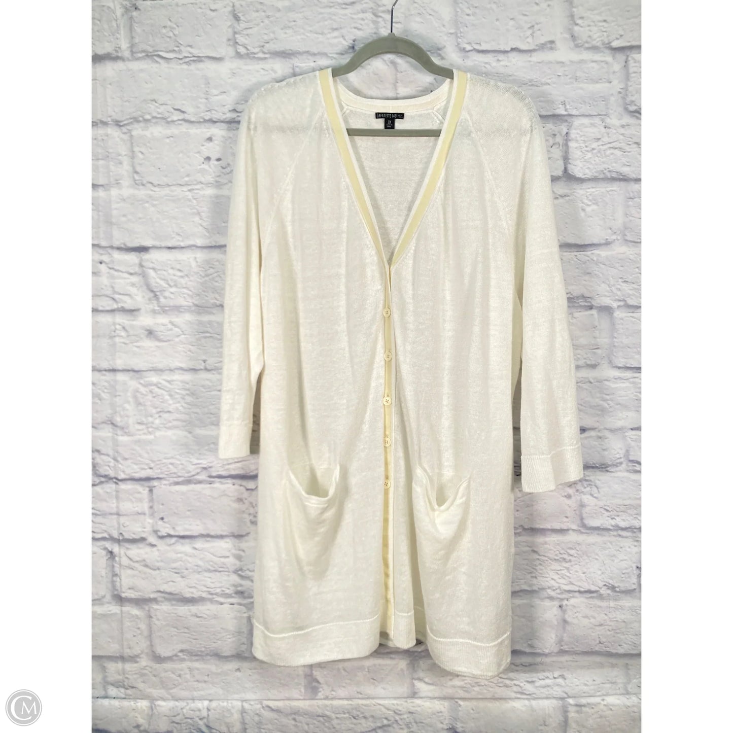 Cardigan Designer By Lafayette 148 In Cream, Size: 2x