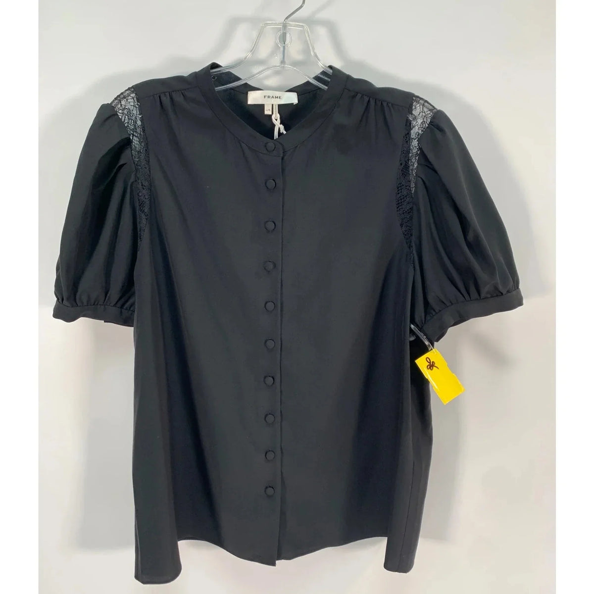 Top Short Sleeve By Frame In Black, Size: L