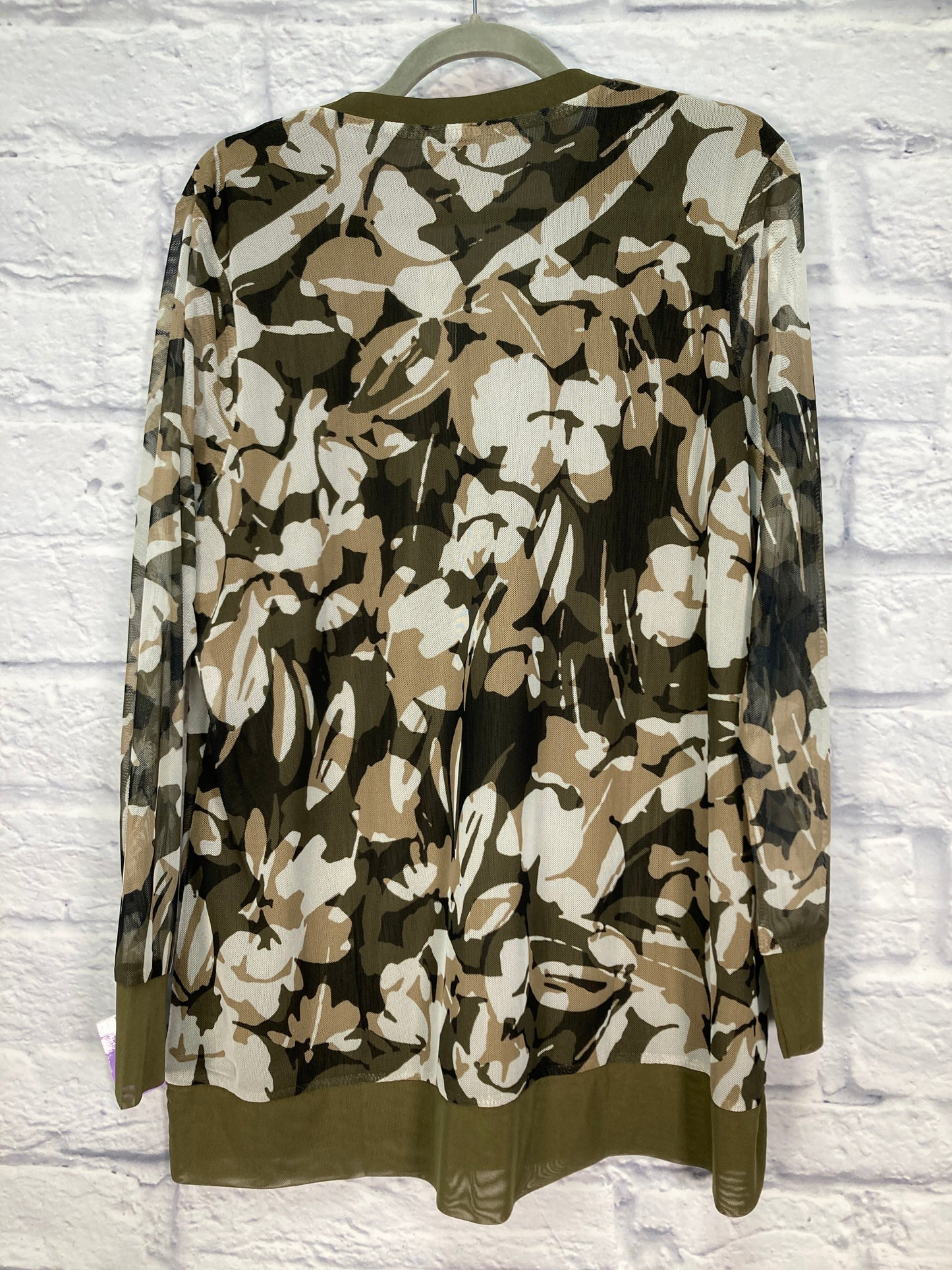 Camouflage Print Top Long Sleeve Chicos, Size L