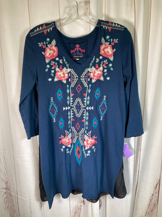 Black & Blue Tunic Designer Johnny Was, Size Xs