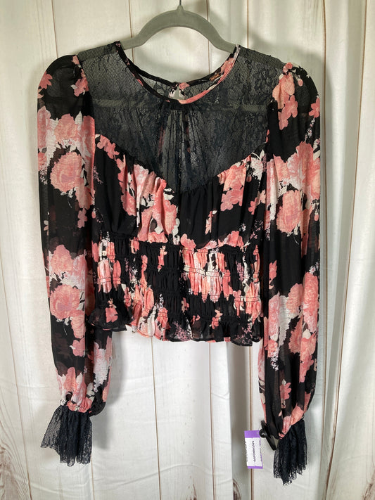 Black & Pink Top Long Sleeve Free People, Size S