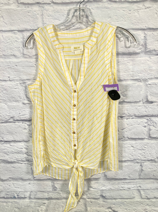 White & Yellow Top Sleeveless Maeve, Size S