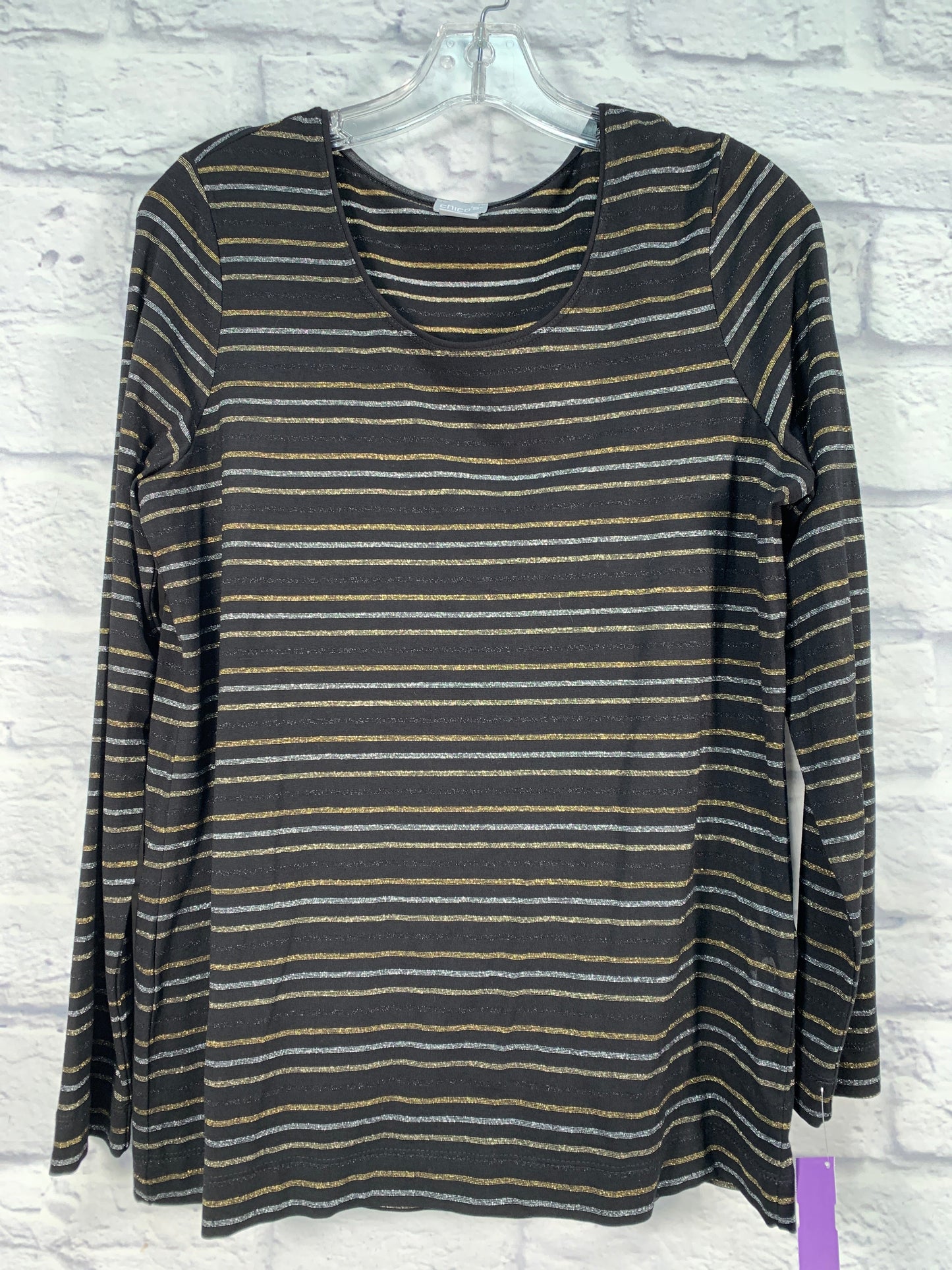 Black & Gold Top Long Sleeve Chicos, Size M