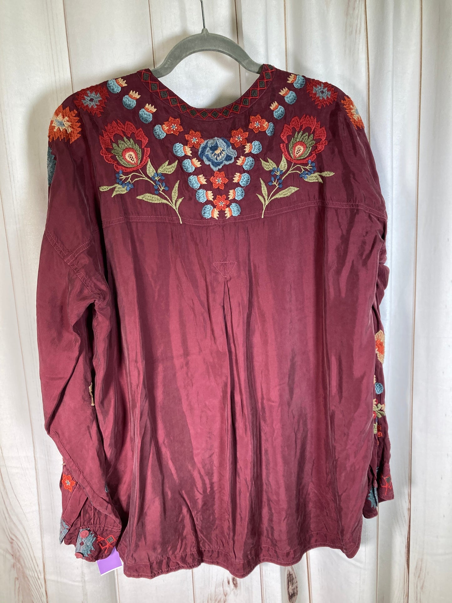 Red & Yellow Top Long Sleeve Designer Johnny Was, Size S
