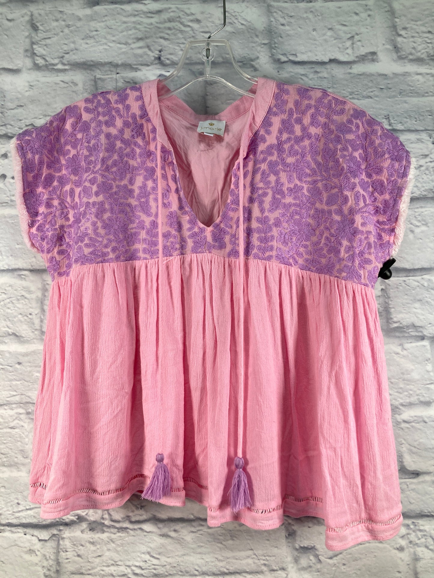 Pink & Purple Top Short Sleeve Clothes Mentor, Size Xs