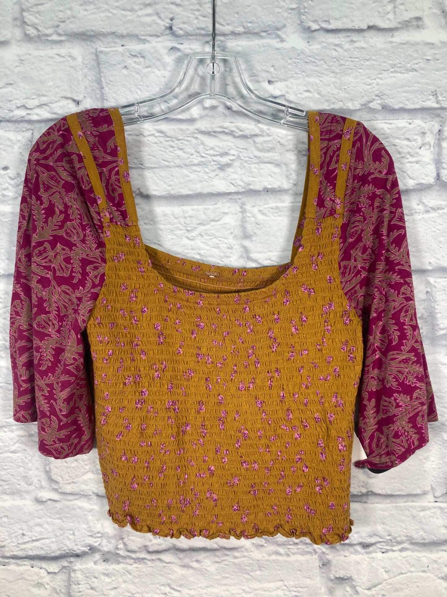 Purple & Yellow Top Long Sleeve Free People, Size S