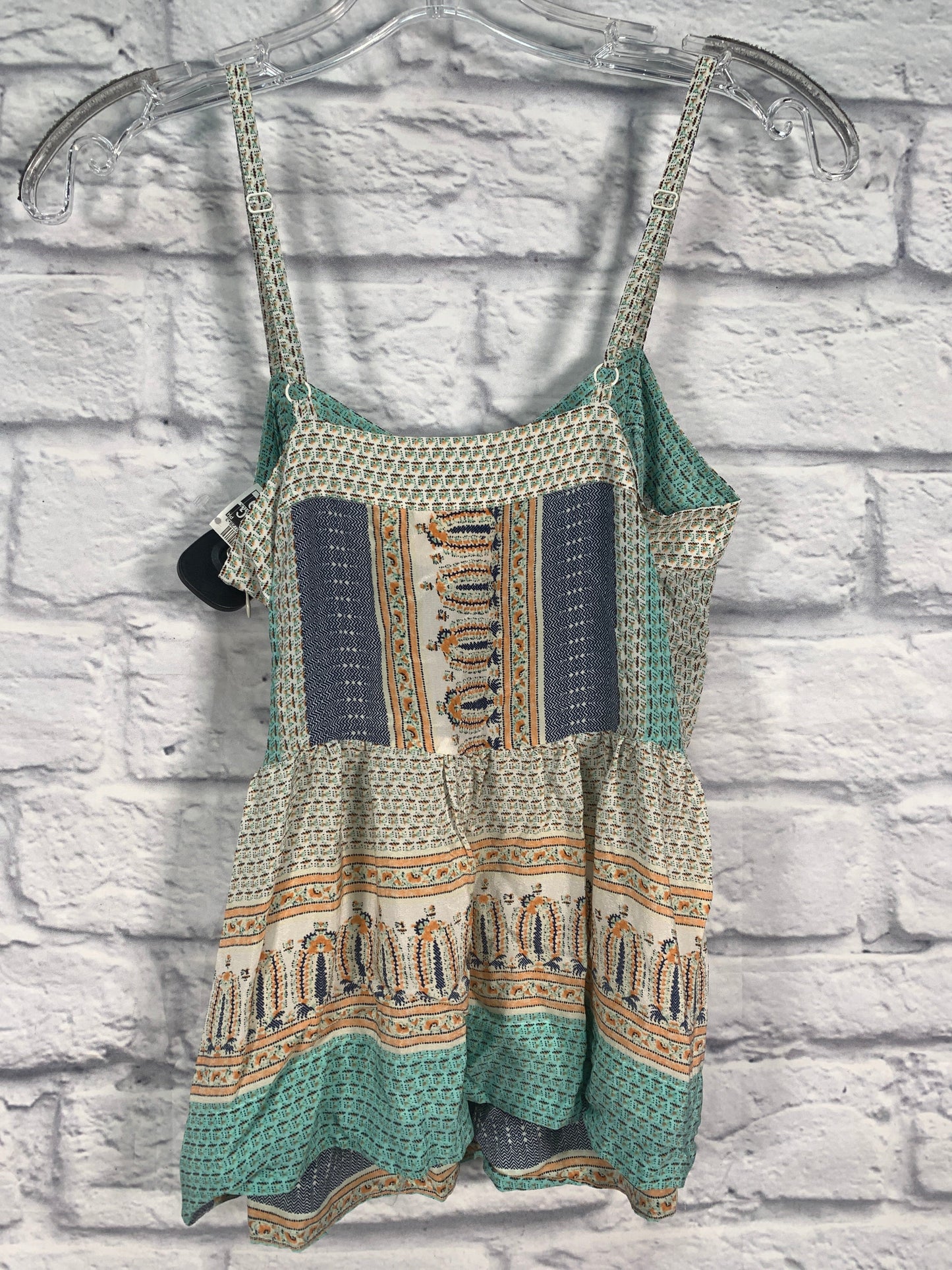 Cream & Green Top Sleeveless Anthropologie, Size Xs