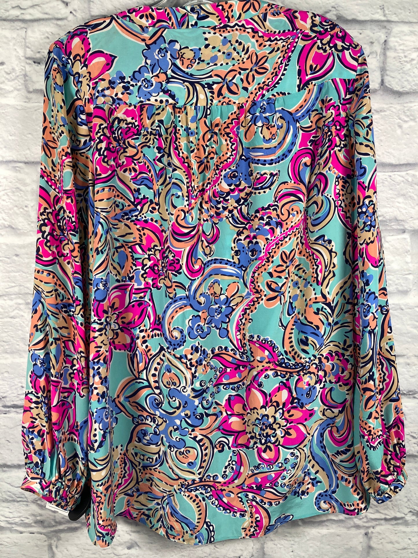 Top Long Sleeve Designer By Lilly Pulitzer In Blue & Pink, Size: L