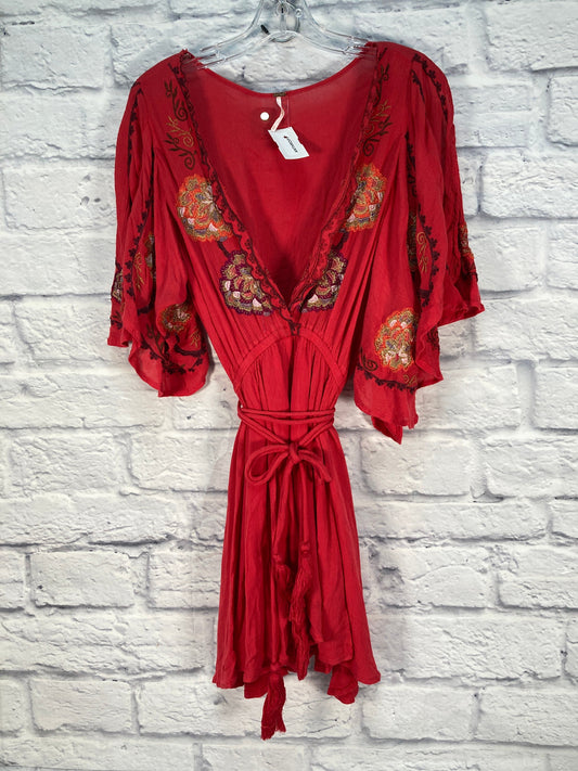 Dress Casual Short By Free People In Red & Yellow, Size: S