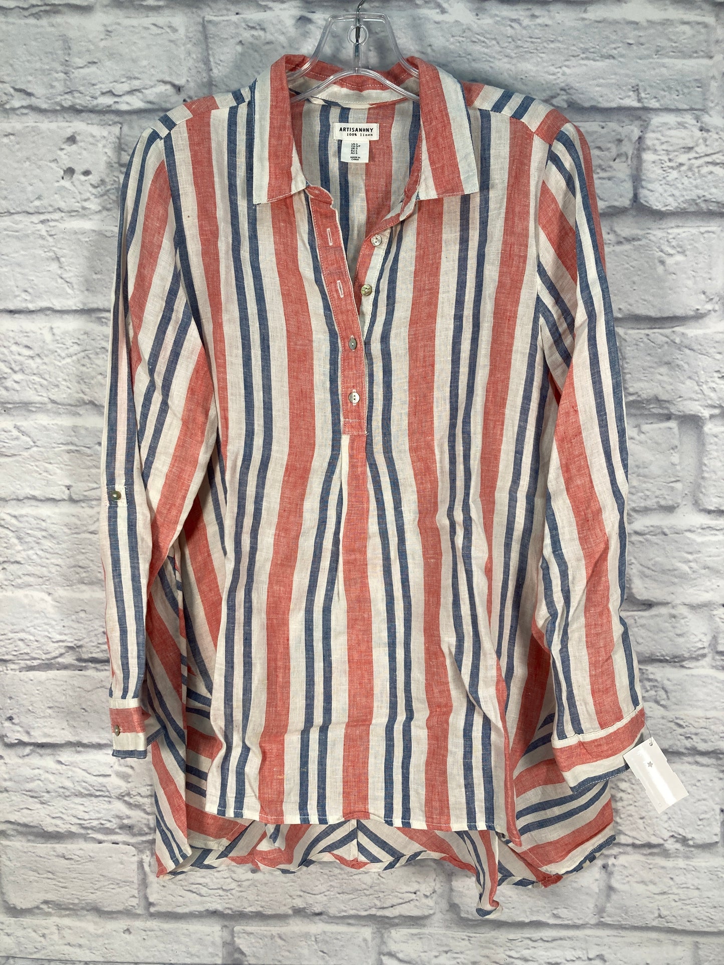 Top Long Sleeve By Artisan Ny In Blue & Red & White, Size: S