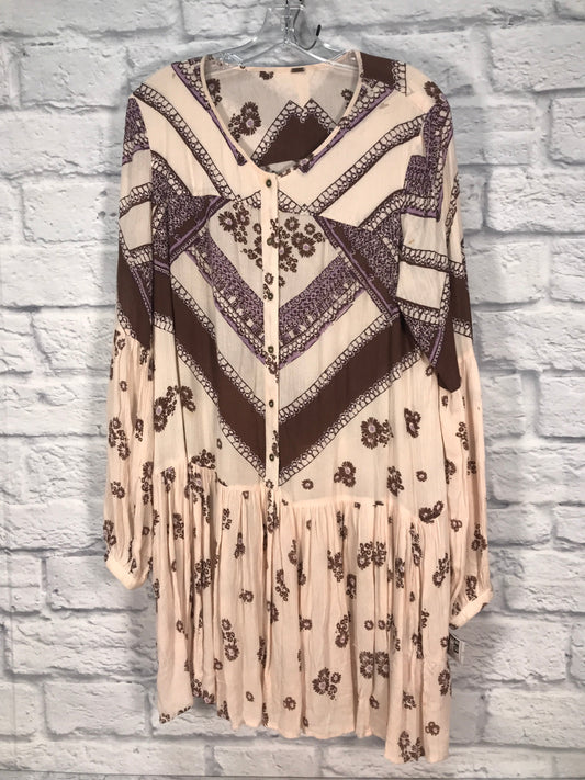 Tunic Long Sleeve By Free People In Brown & Pink, Size: S