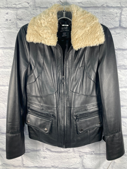 Jacket Moto Leather By Ana In Black, Size: S