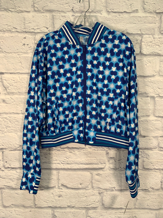 Jacket Windbreaker By Free People In Blue & White, Size: L