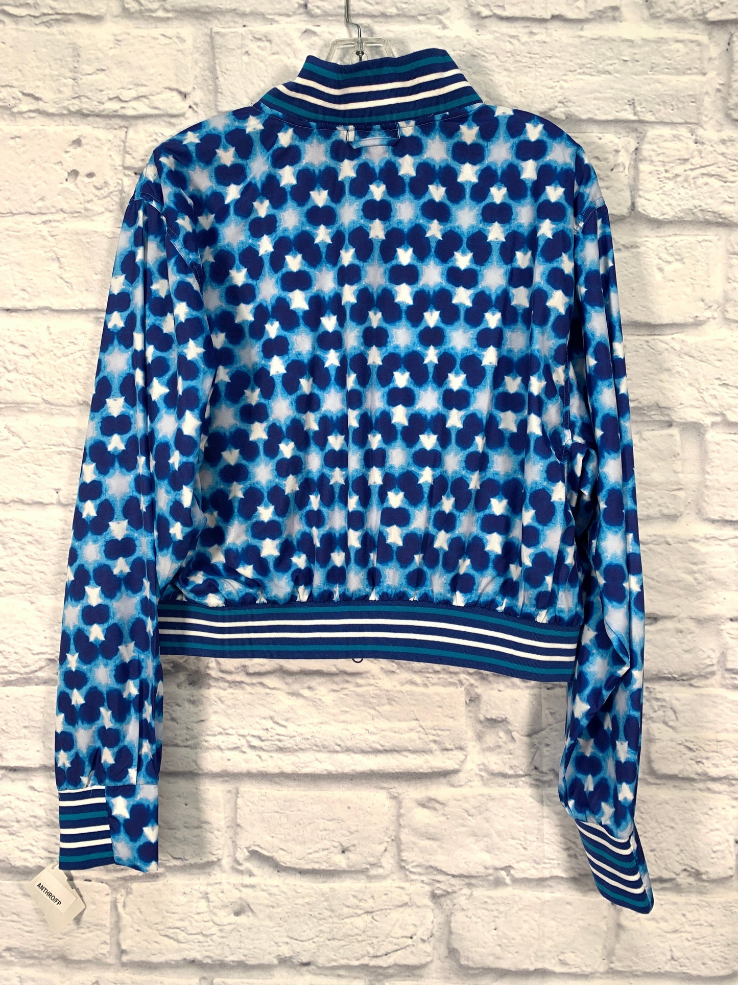 Jacket Windbreaker By Free People In Blue & White, Size: L