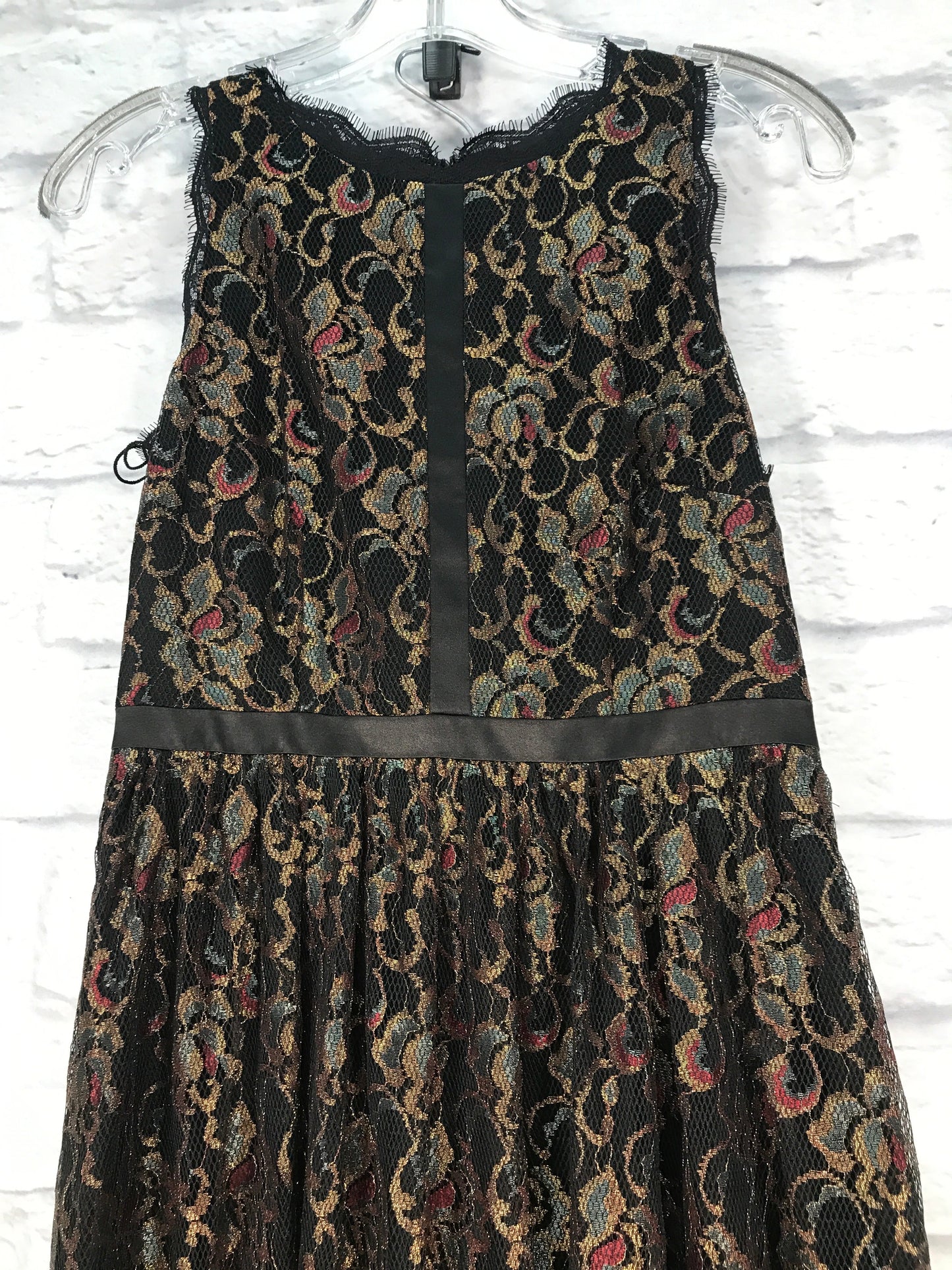 Dress Party Long By Adrianna Papell In Black & Gold, Size: Sp