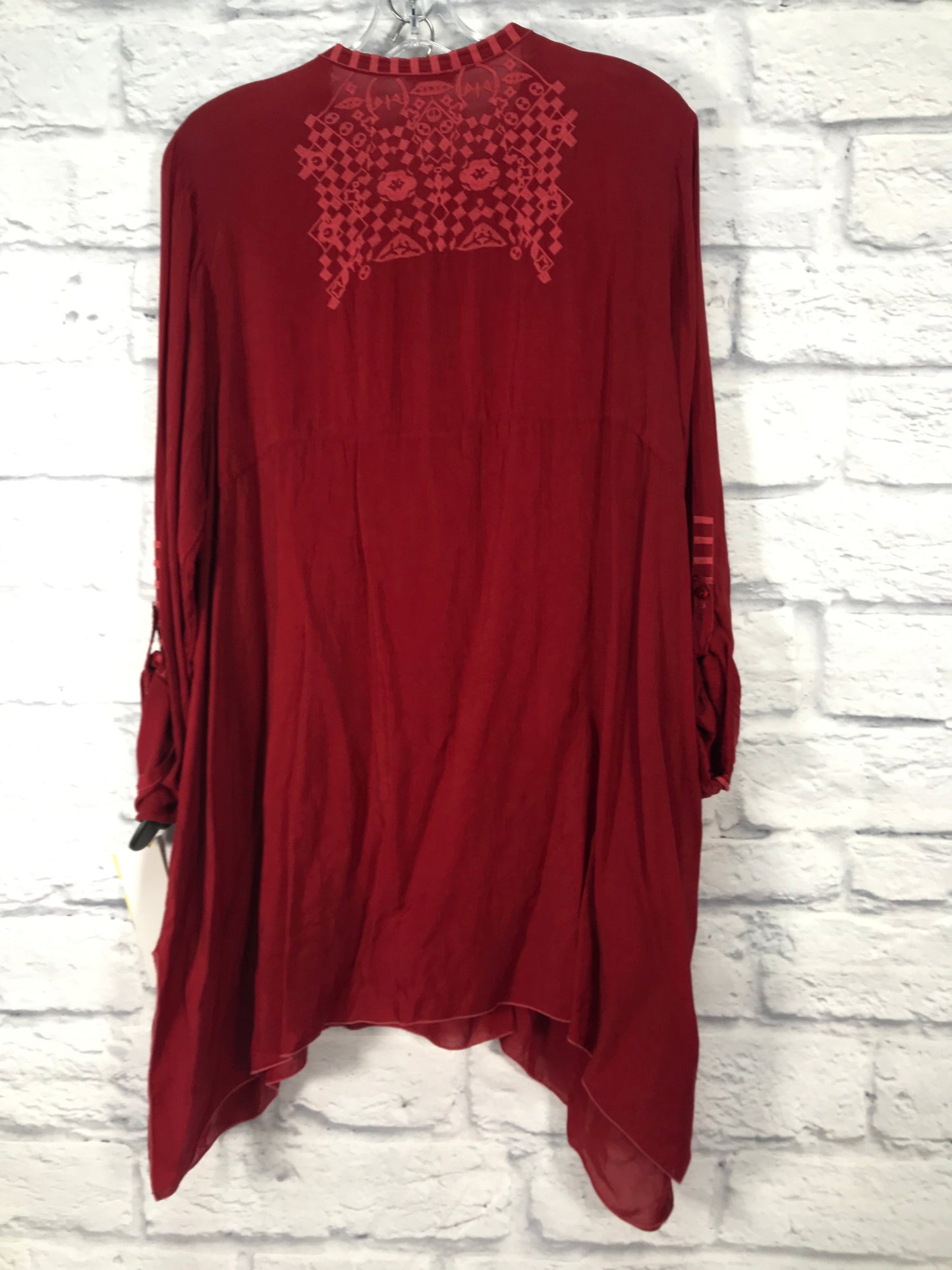 Tunic Designer By Johnny Was In Red, Size: L