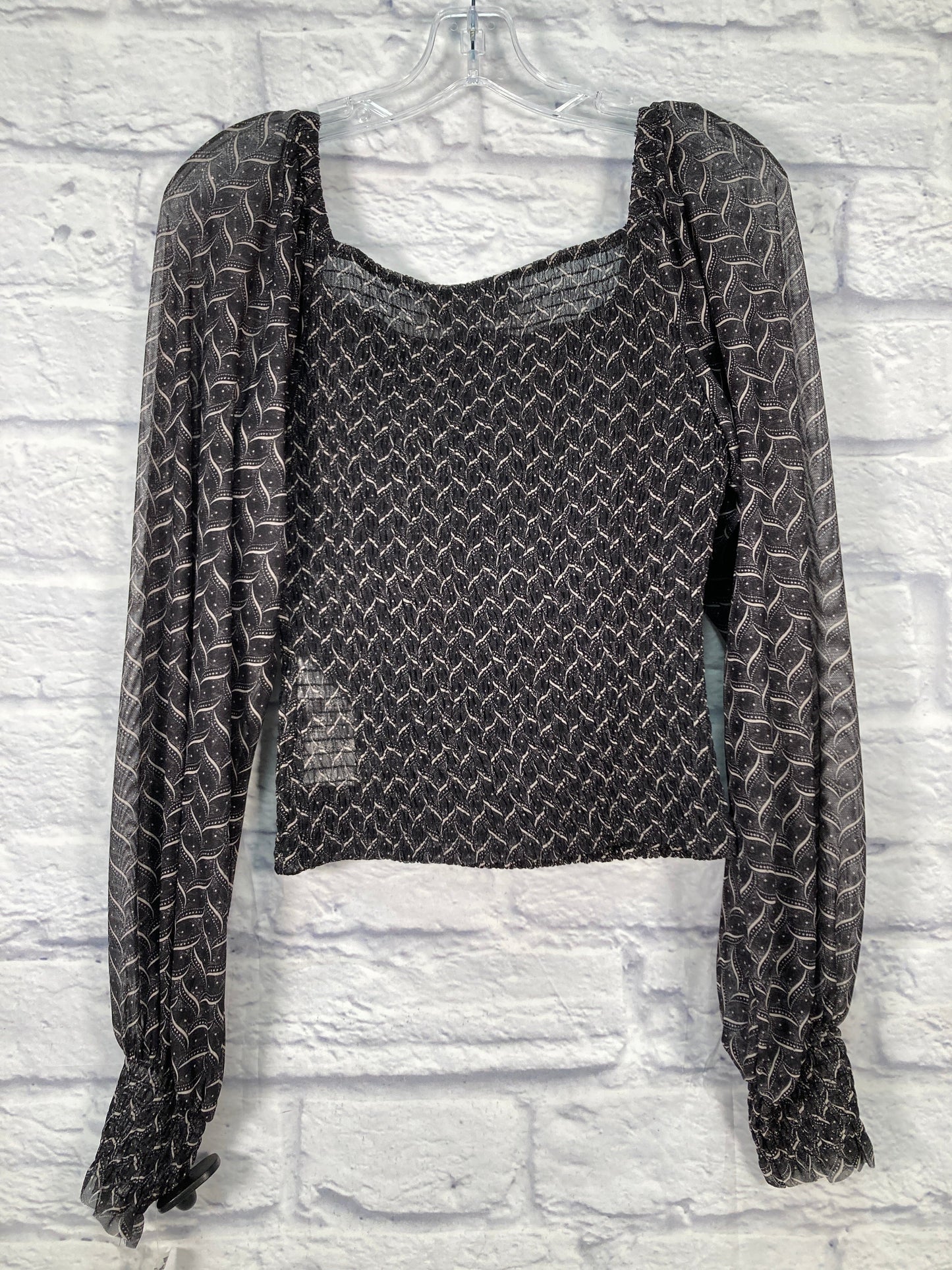 Top Long Sleeve By Anthropologie In Black & Cream, Size: S