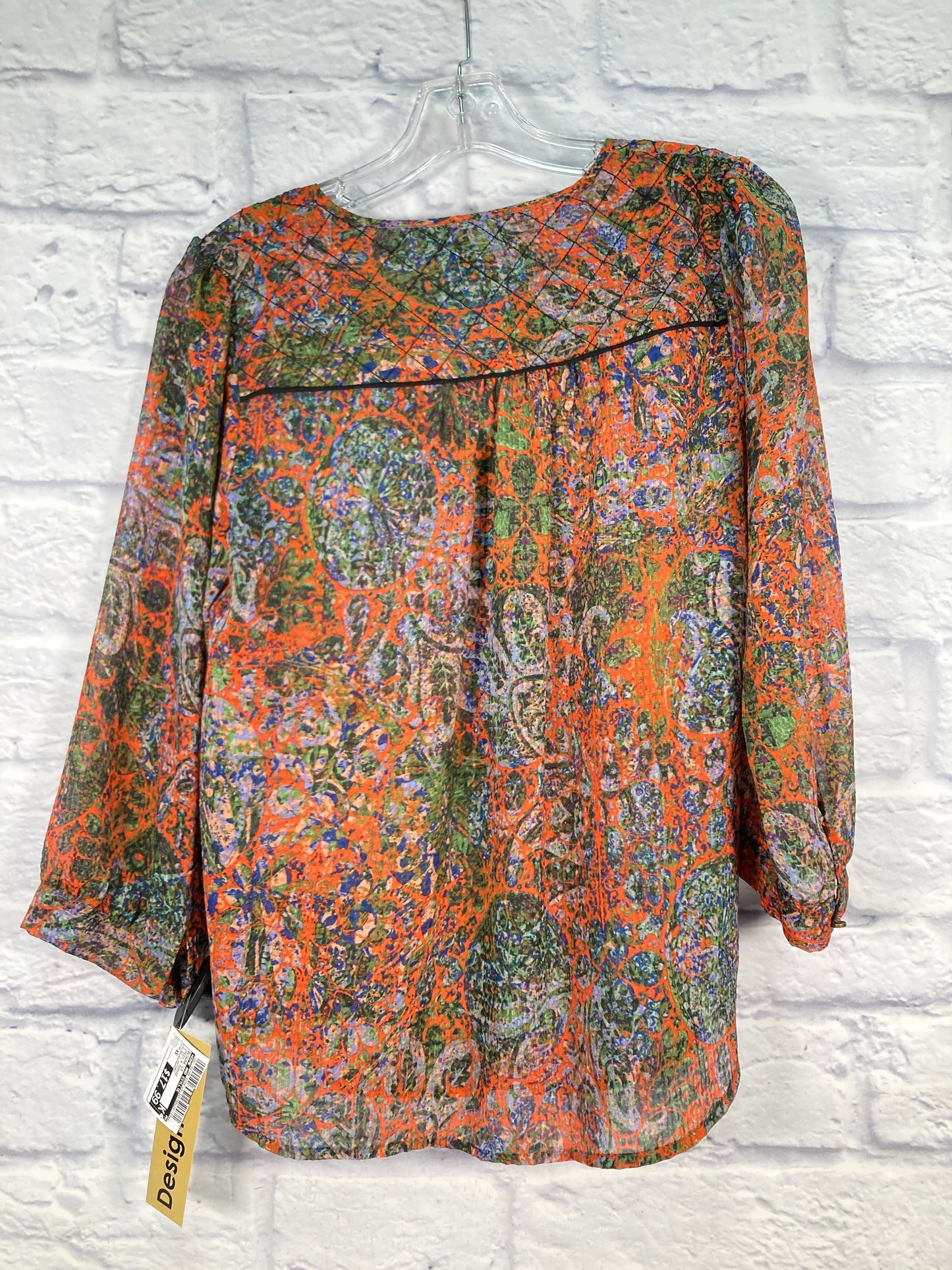 Blouse Long Sleeve By Edme And Esyllte In Green & Orange, Size: Xs