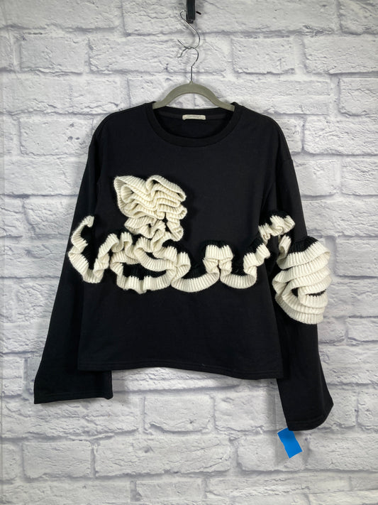 Sweatshirt Crewneck By Zara In Black & Cream, Size: S