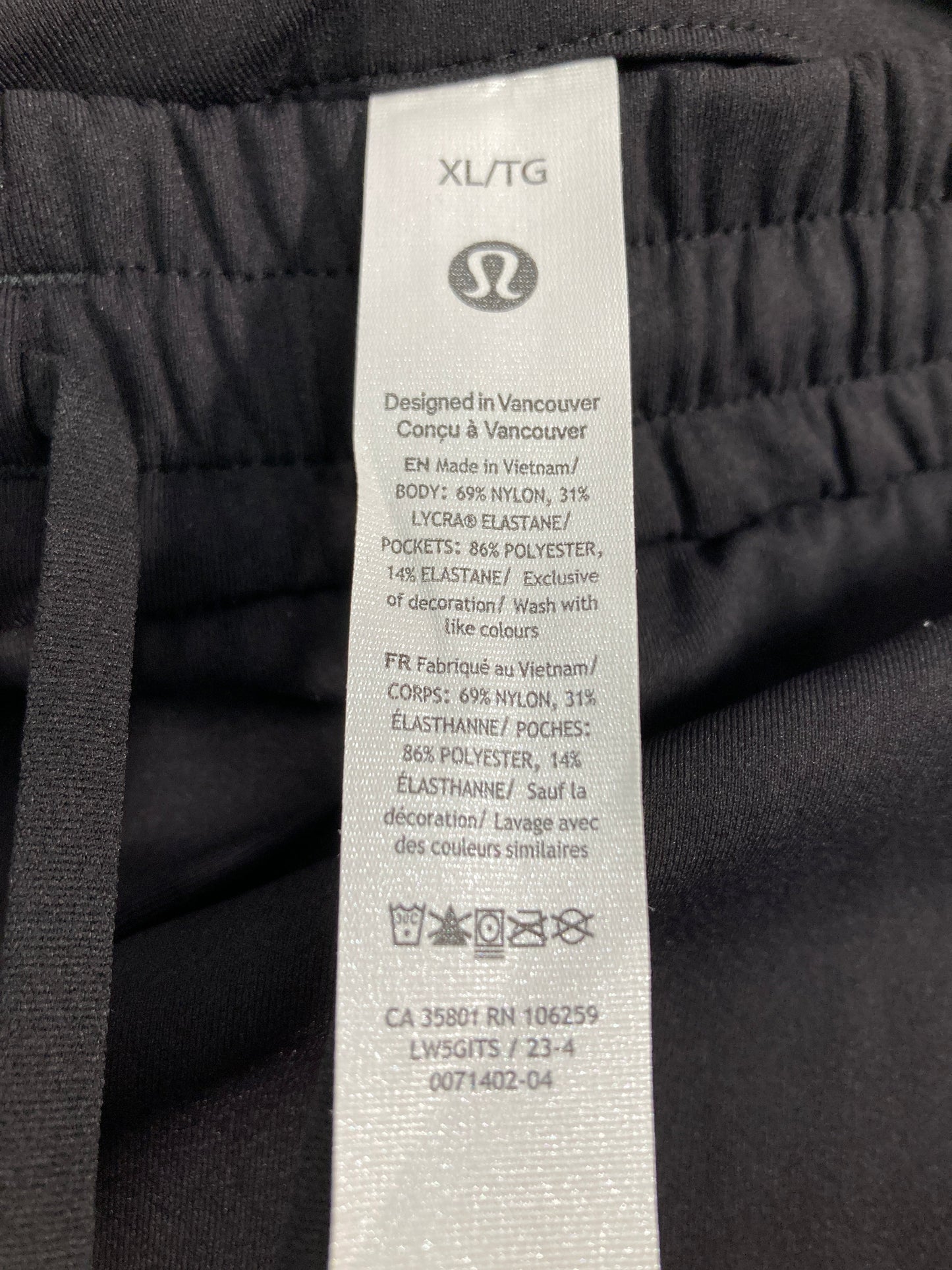 Athletic Pants By Lululemon In Black, Size: Xl