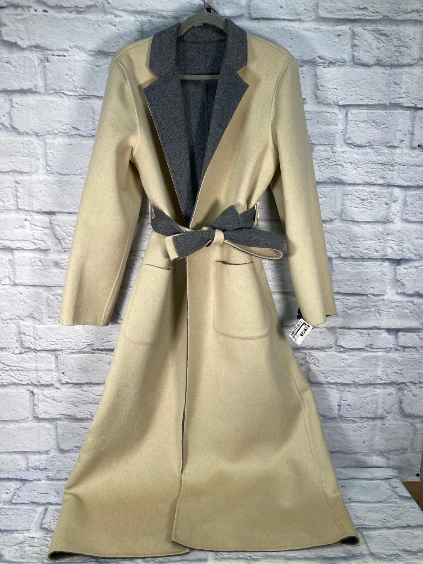 Coat Wool By Worth Ny In Grey & Tan, Size: M