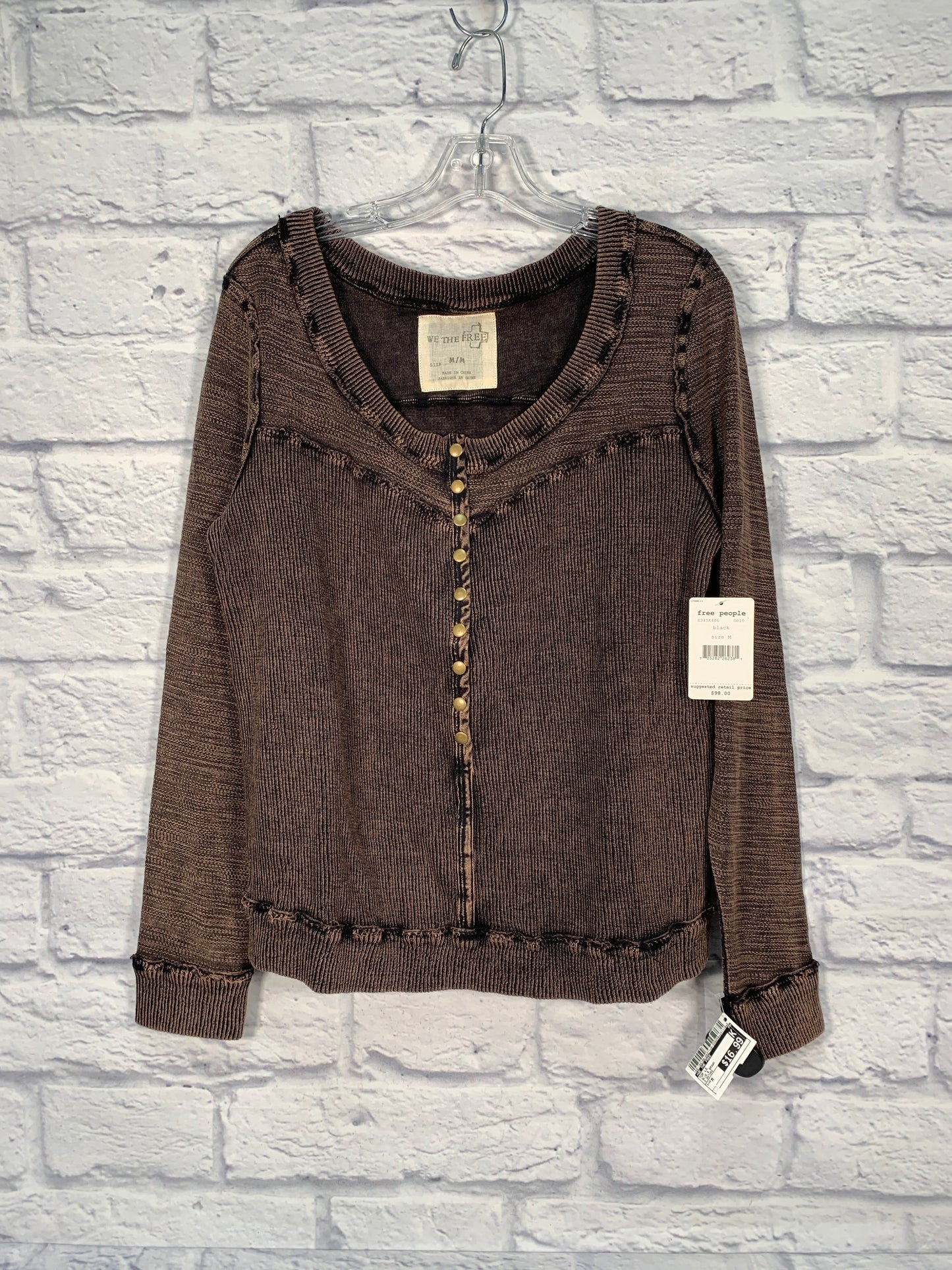 Top Long Sleeve By We The Free In Blue & Brown, Size: M