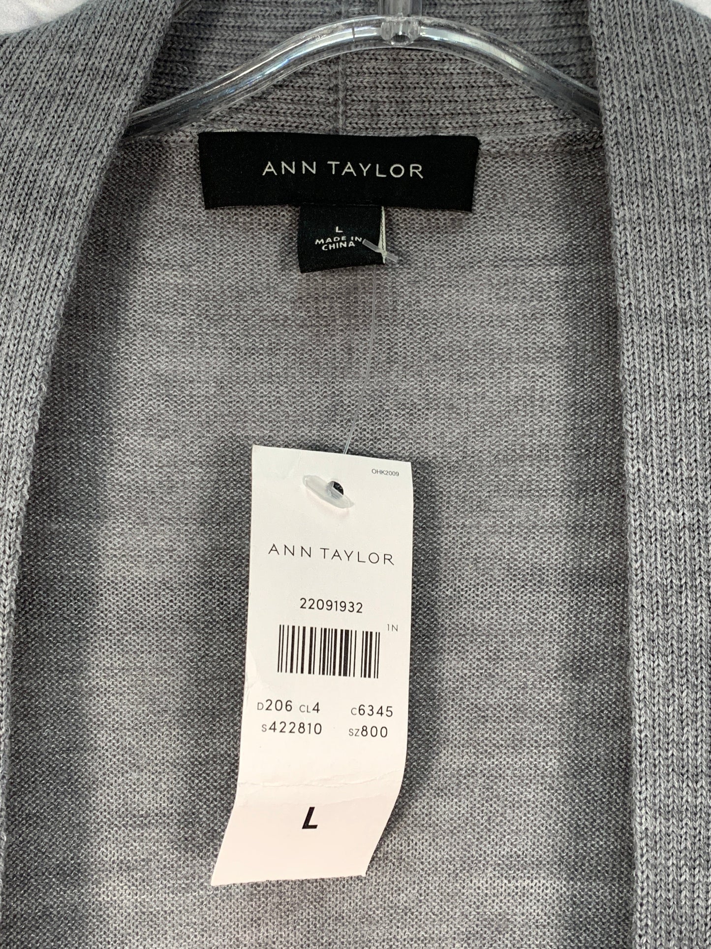 Sweater Cardigan By Ann Taylor In Grey, Size: L