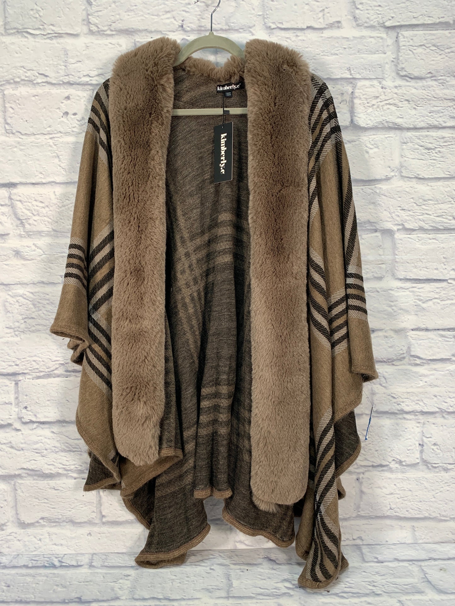 Poncho By Clothes Mentor In Black & Brown, Size: Osfm