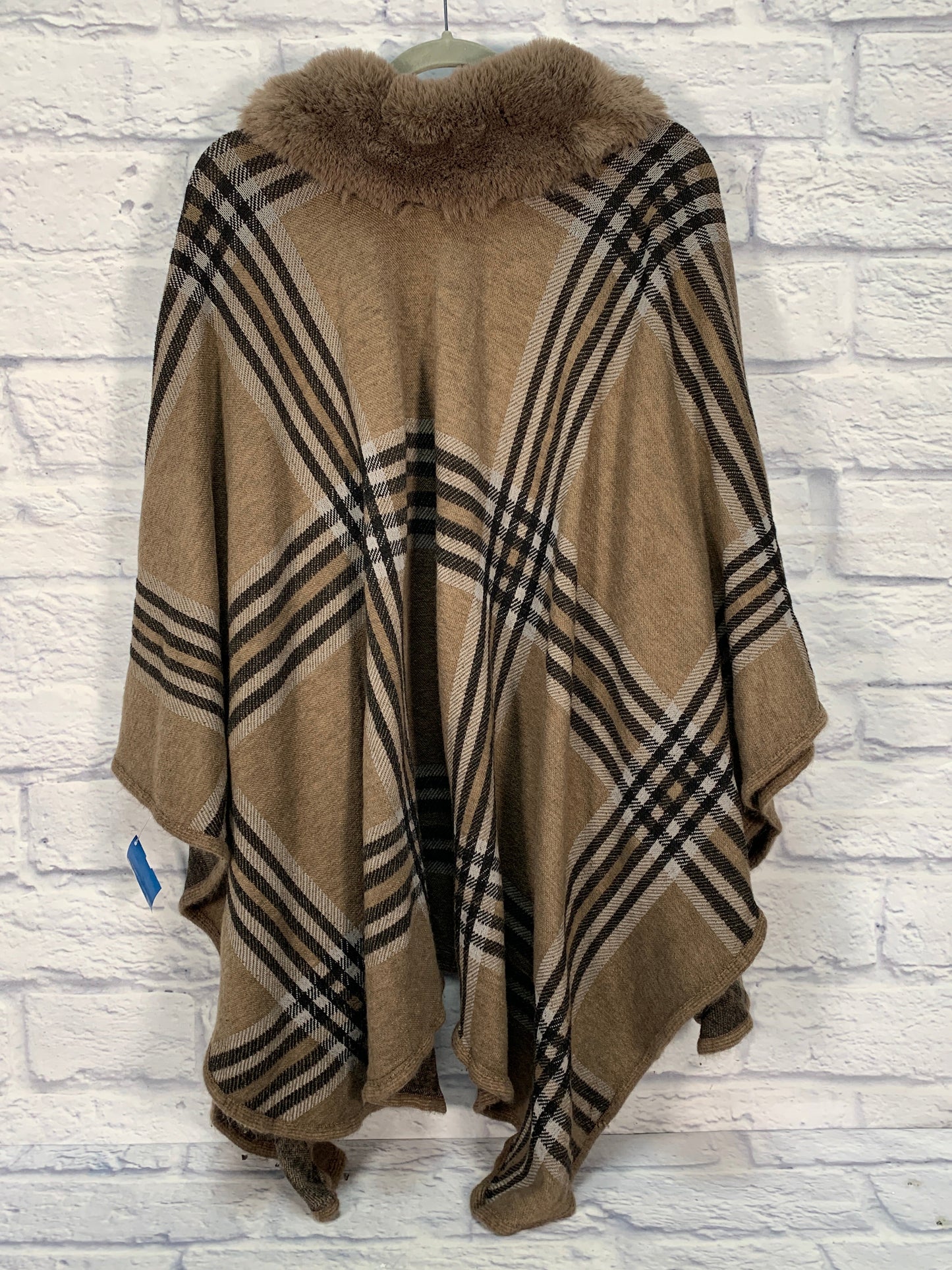 Poncho By Clothes Mentor In Black & Brown, Size: Osfm