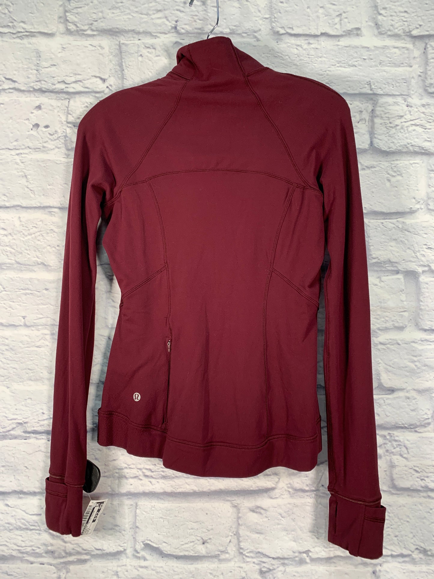 Athletic Top Long Sleeve Collar By Lululemon In Maroon, Size: S