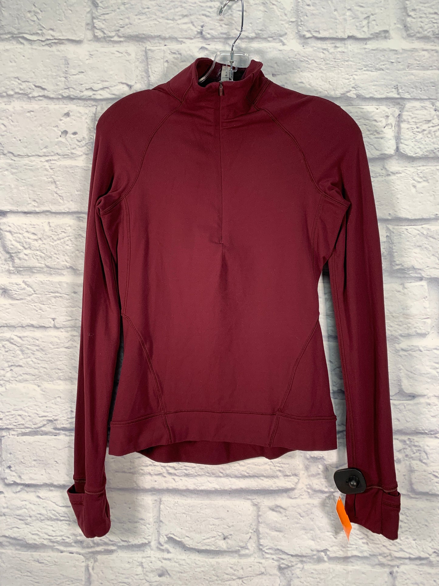 Athletic Top Long Sleeve Collar By Lululemon In Maroon, Size: S