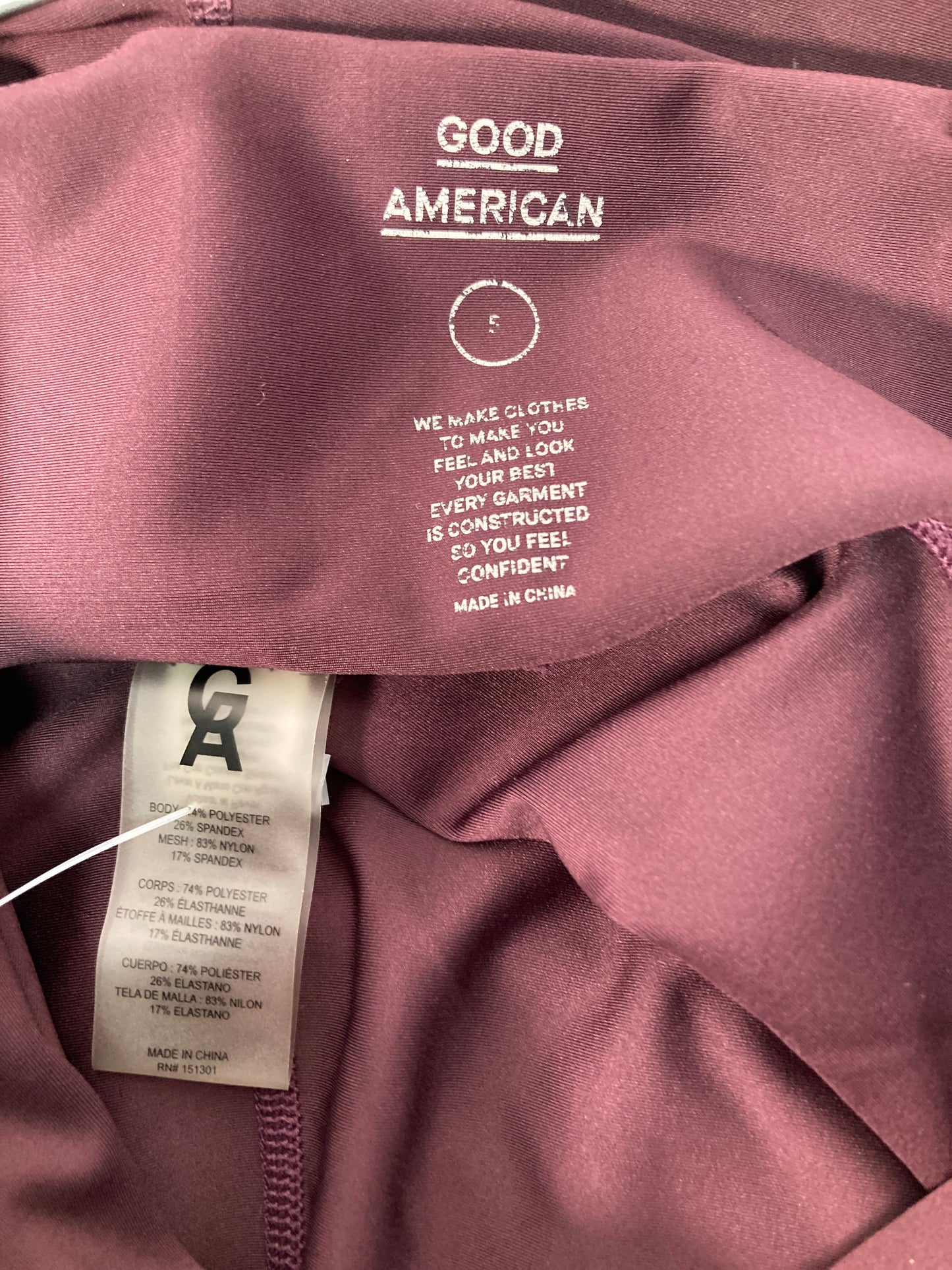 Athletic Leggings By Good American In Maroon, Size: Xl