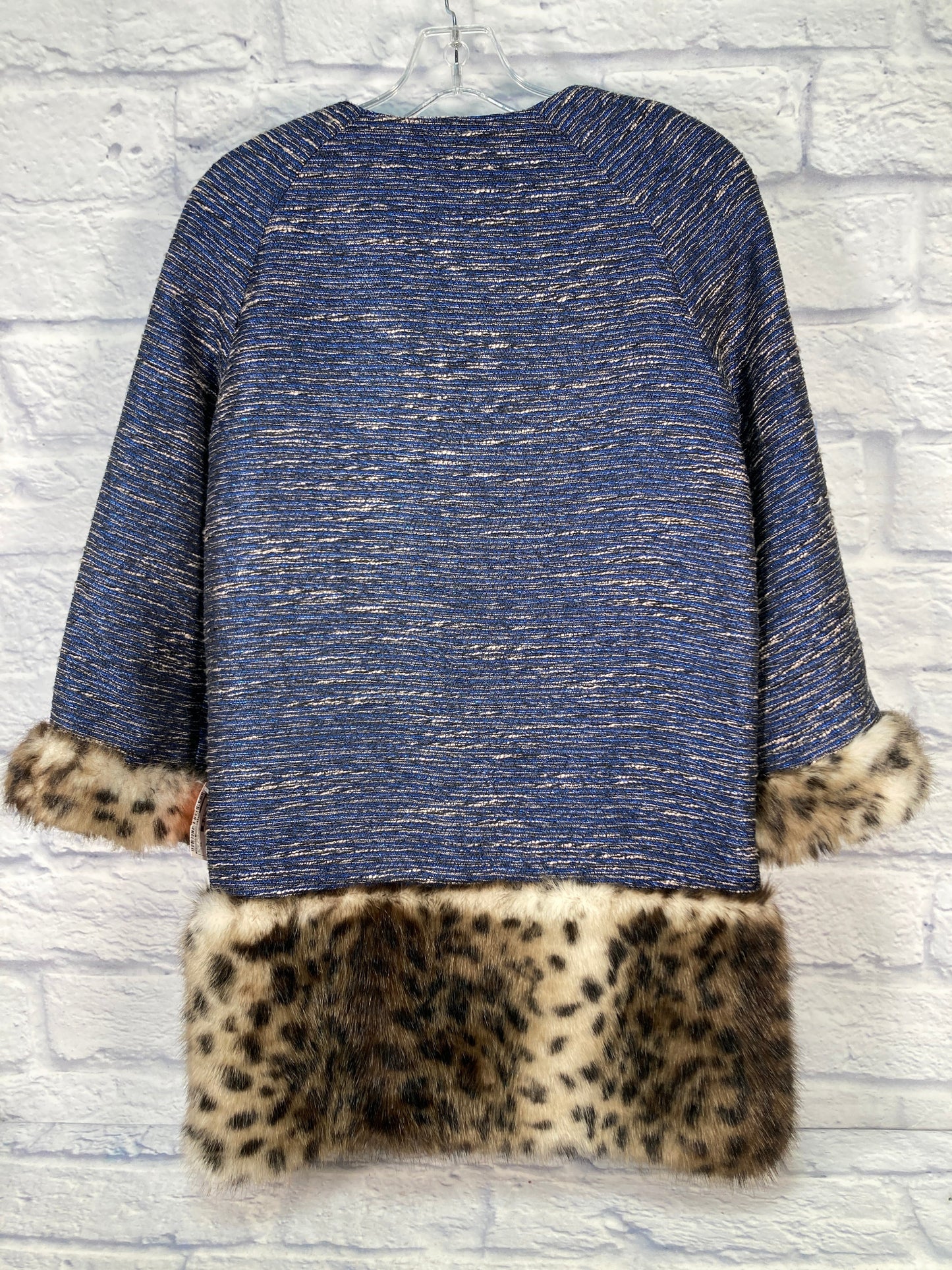 Coat Wool By French Connection In Blue & Gold, Size: Xs