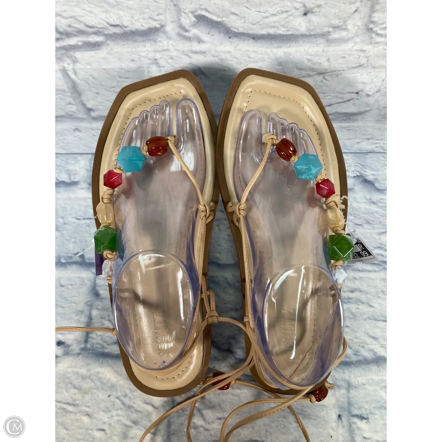 Sandals Flats By Clothes Mentor In Tan, Size: 9.5