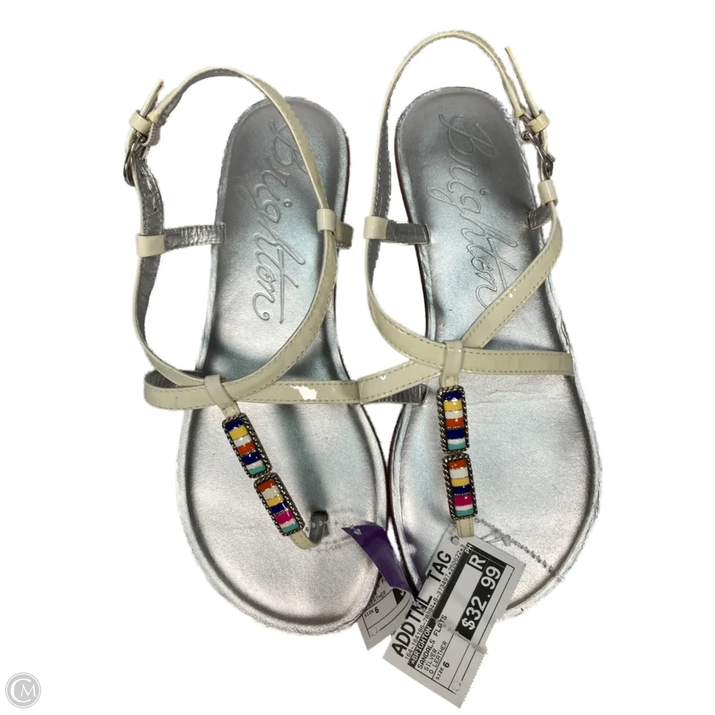 Sandals Flats By Brighton In Silver, Size: 6