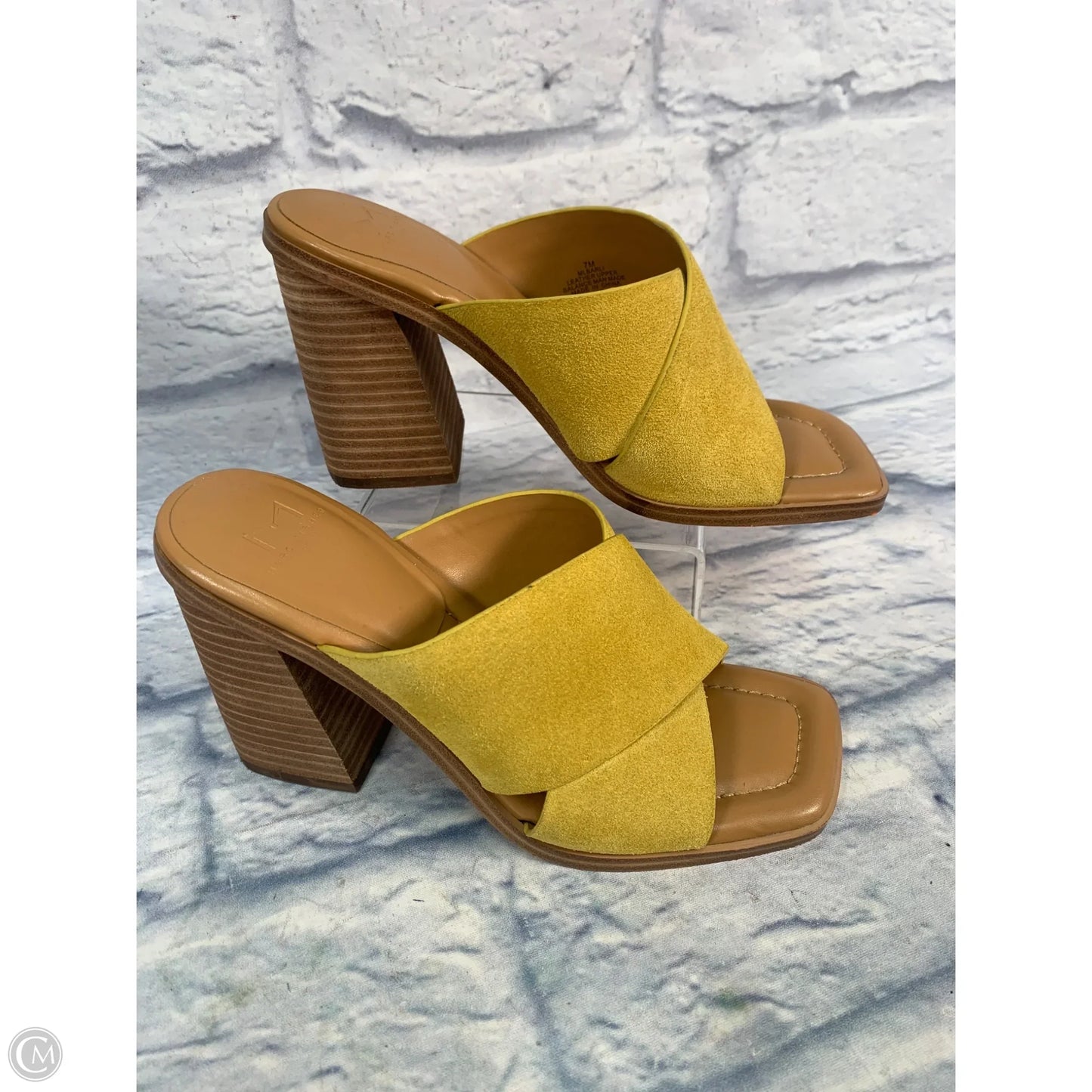 Sandals Heels Block By Marc Fisher In Yellow, Size: 7