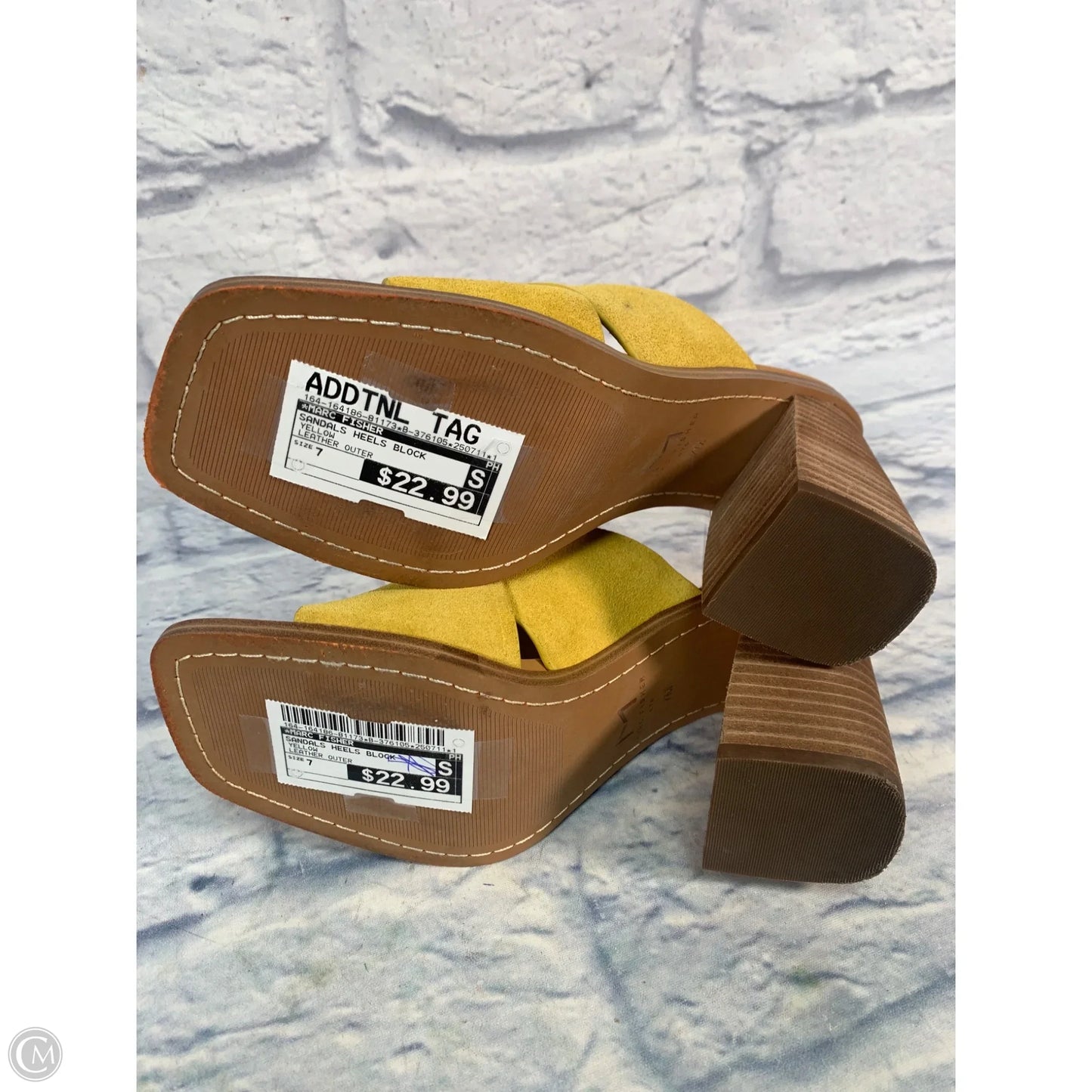 Sandals Heels Block By Marc Fisher In Yellow, Size: 7