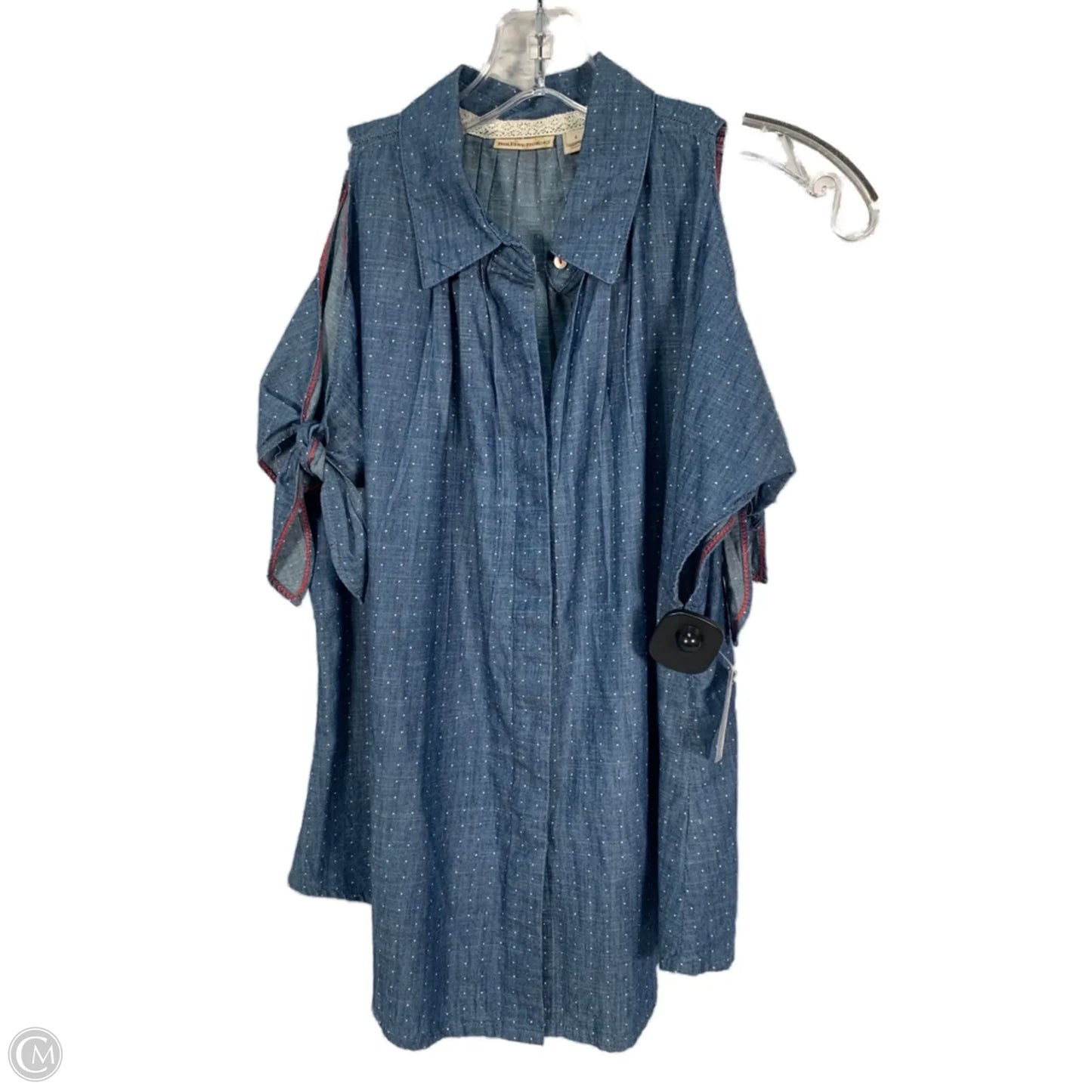 Top Short Sleeve By Holding Horses In Blue & White, Size: S