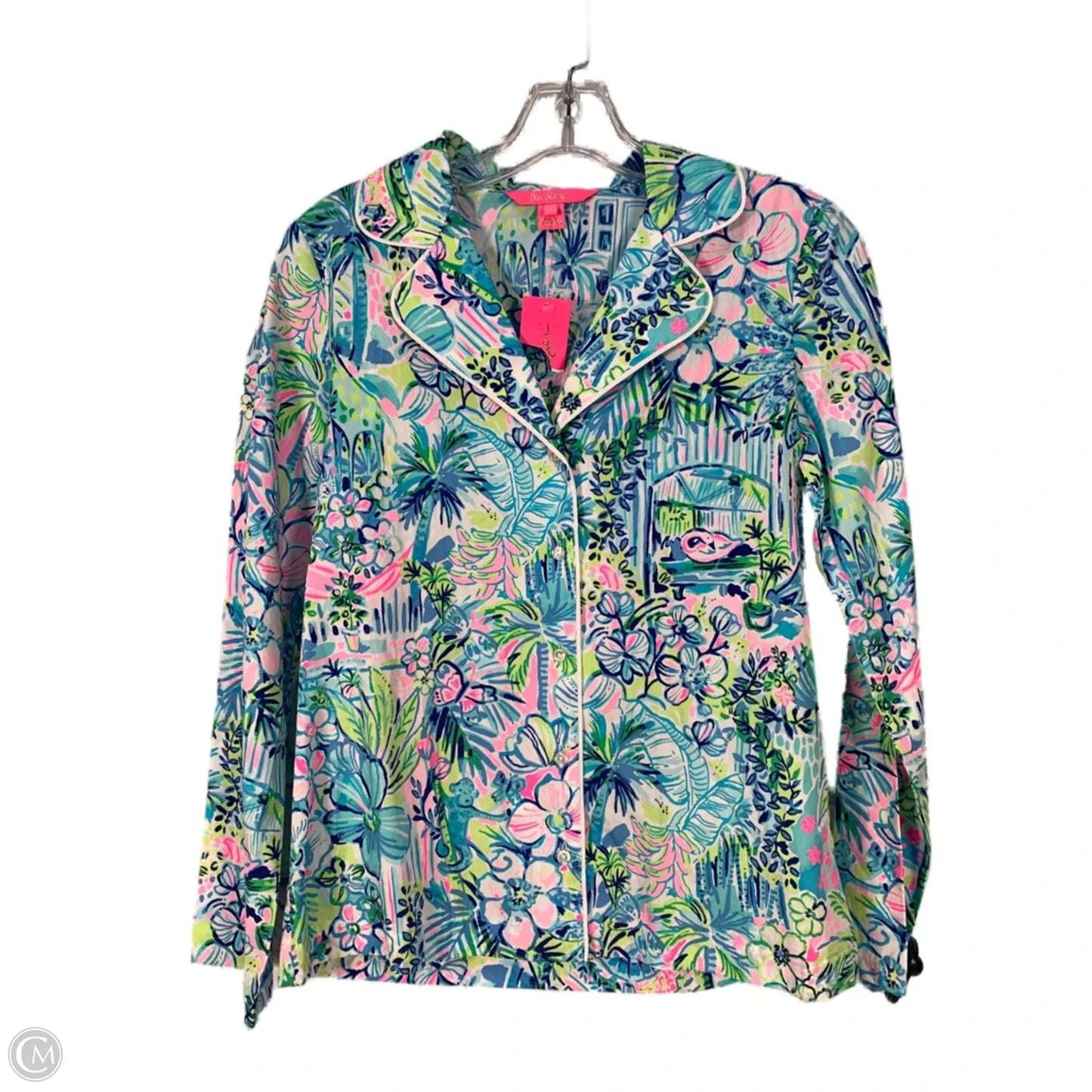 Top Long Sleeve Designer By Lilly Pulitzer In Blue & Green, Size: Xs
