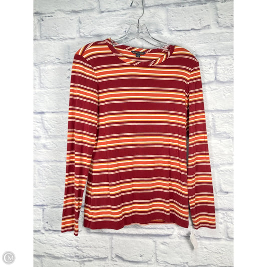 Top Long Sleeve By Brooks Brothers In Orange & Red, Size: S