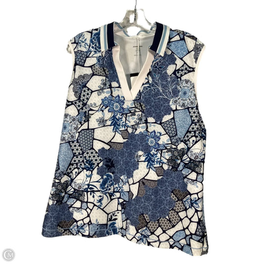 Athletic Tank Top By Johnny Was In Blue & White, Size: Xl