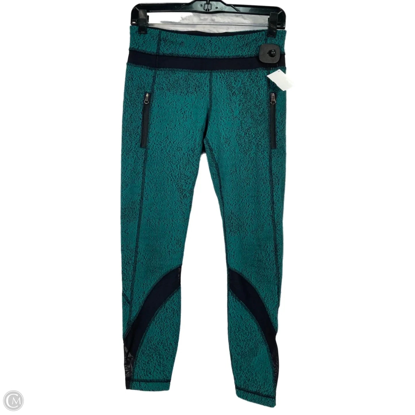 Athletic Leggings By Lululemon In Black & Green, Size: S