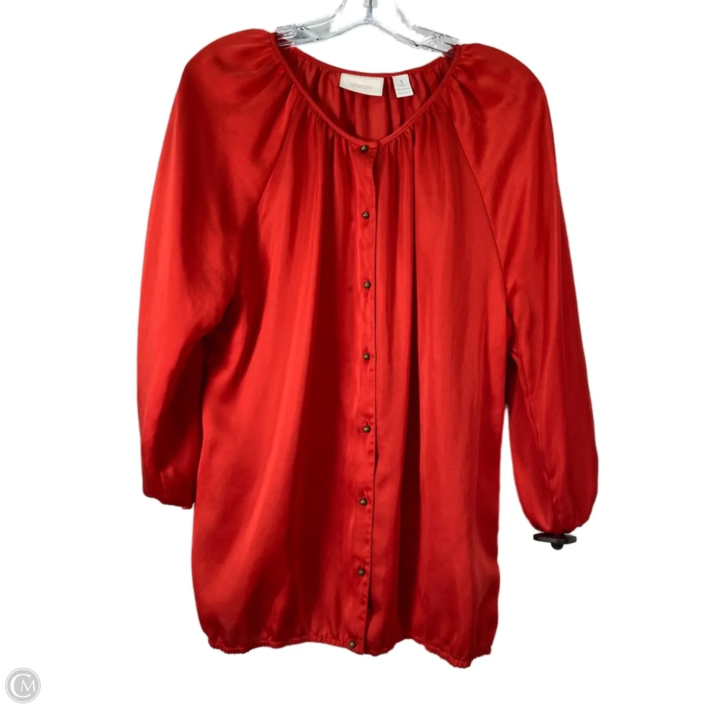 Blouse Long Sleeve By Chicos In Red, Size: M